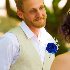 Royal Blue White Corsage and Boutonniere Set for Wedding Prom, Artificial Rose F