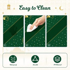 Childom 3 Pack Ramadan Table Cloth,Ramadan 54 x 108 inches, Eid Mubarak-green