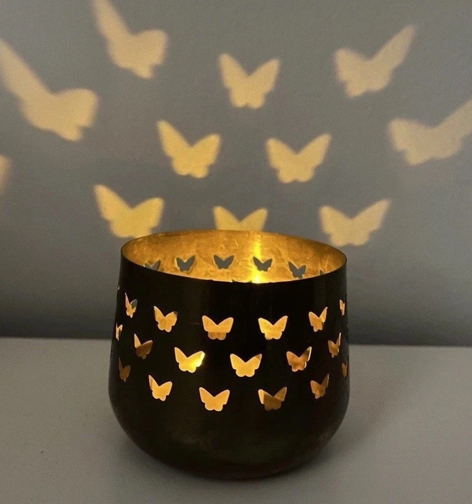 VTG Brass Butterfly Cutout Tealight Votive Candle Holder Cottagecore Fairy
