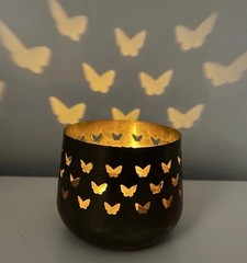 VTG Brass Butterfly Cutout Tealight Votive Candle Holder Cottagecore Fairy