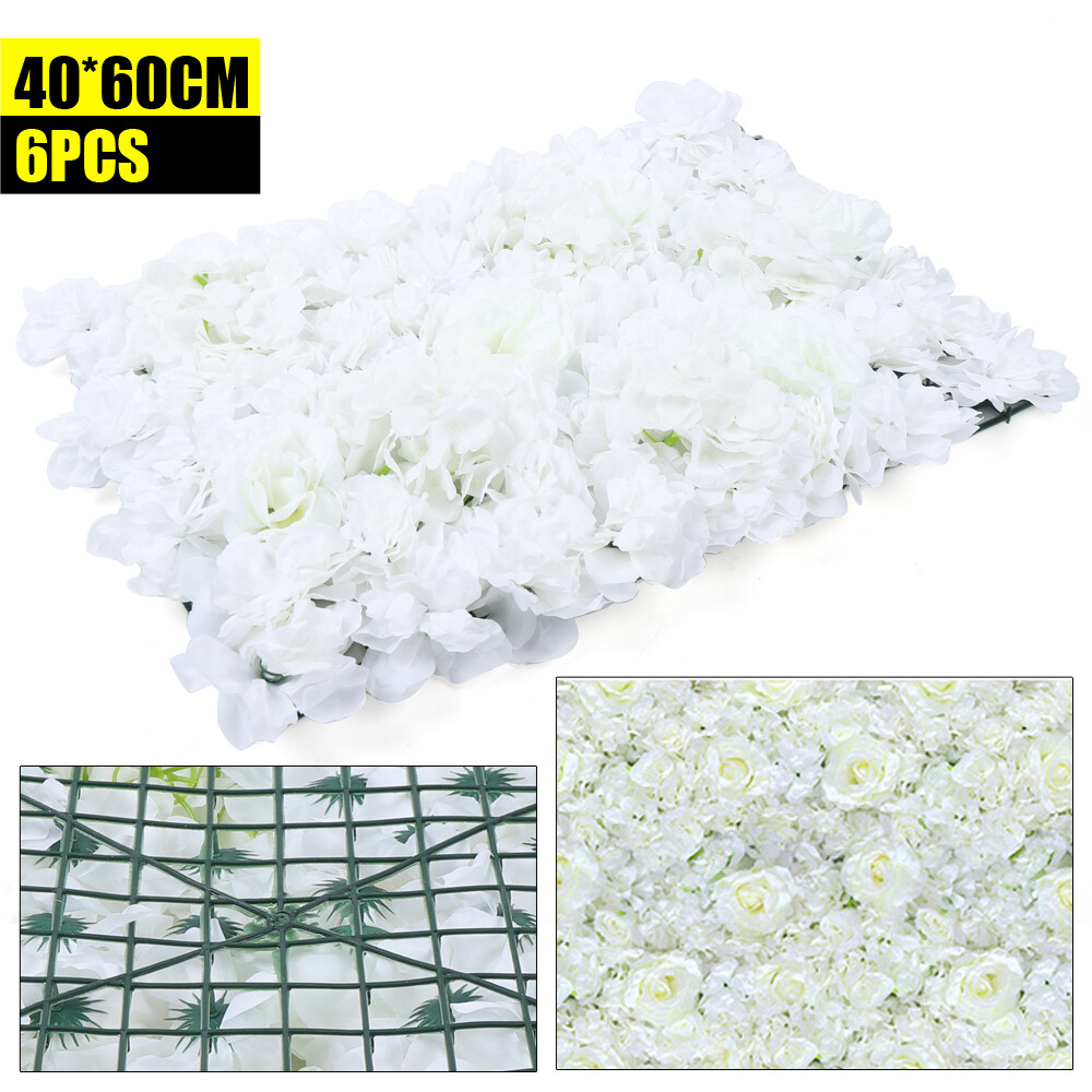 6Pcs Artificial Flower Wall Panel Backdrop Wedding Party Background Venue Decor