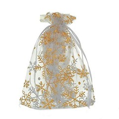 100Pcs/Pack Snowflake Jewelry Packing Drawable Christmas Organza Bag Wedding …