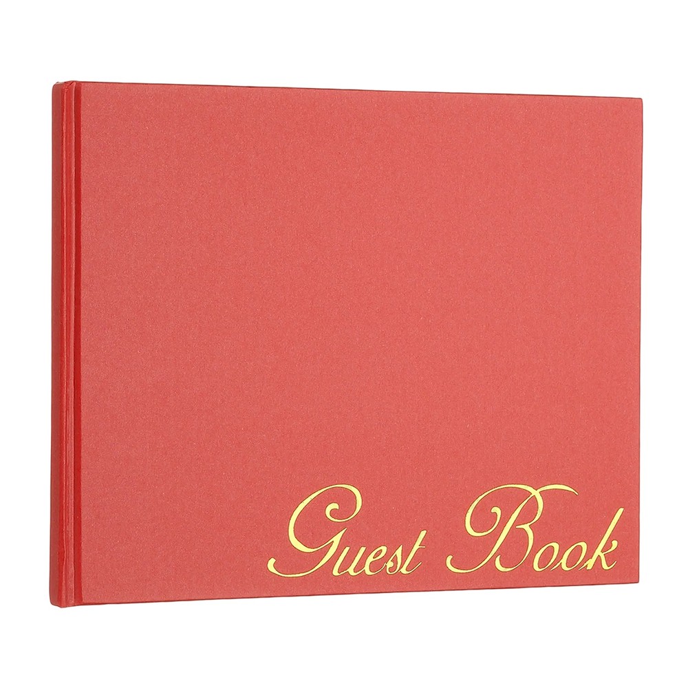 Elegant Guestbook, 9″x7″ Offset Paper Wedding Guest Book, Red