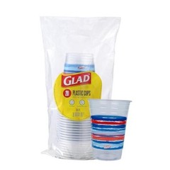 Everyday Clear Plastic Cups with Red, White, and Blue 18 Ounces RWB Stripes
