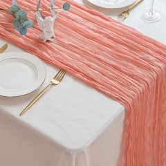 1 Pack Peach Coral Cheesecloth Table Runner 10ft Boho Cheese Cloth Table