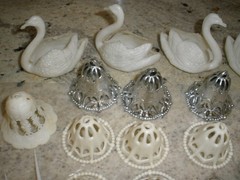 Vintage lot of 52 Wedding Cake Topper Swans, Bells, Rings with Birds, Birds, etc