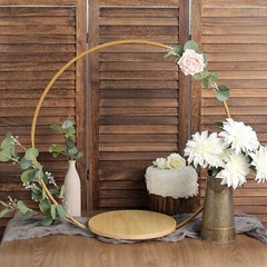 Gold 33 in Geometric Round Wood Metal Arch Cake Display Stand Decorations