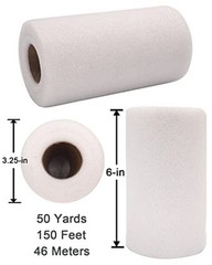 Glitter Tulle Fabric Rolls, 6 Inch 50 Yards 6″ by 50 Yards (150 ft) White