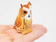 Owl Cake Top Bride Groom Love Wedding Engagement Carved Wood Statue Barn Horned