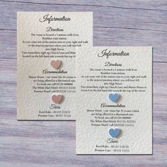10 x Wedding Information Cards – Gifts – Accommodation – Directions – Transport