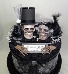 Halloween Wedding Decoration,card box,skulls,personalized,black,round,fabric,
