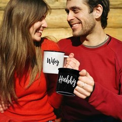 MAINEVENT Wifey Hubby Mugs Set of 2 Coffee Mug 11 Ounce, Husband Wife Gift, H…