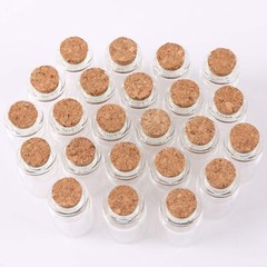 MaxMau 24pcs Mini Glass Bottles with Cork Stoppers 5ml DIY Art Crafts Clear