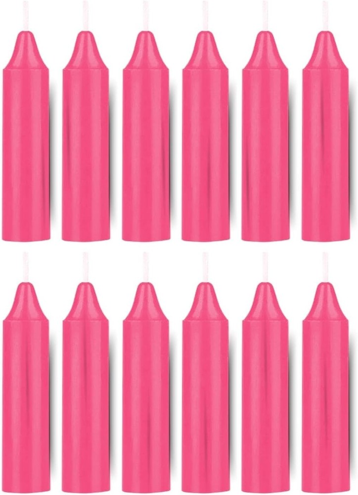 Box of 12 Pink Candles | 4 inches Tall & 3/4 inch Diameter | Set 12,