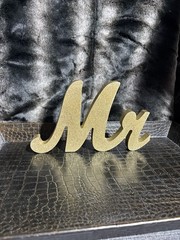 Gold Wood Wedding Table Décor Sign Set, Freestanding Mr Mrs & Ampersand