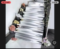 Silver Mirror Aisle Runner Roll for Wedding 3.3×33 ft, Metallic PVC Aisle