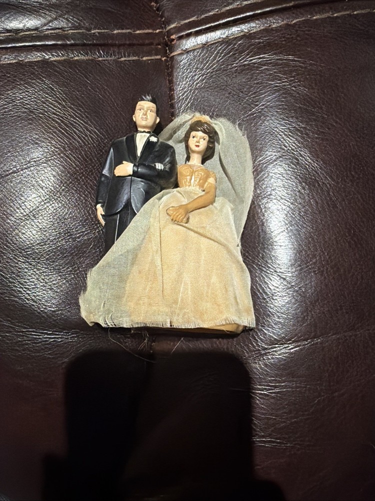 Vintage MCM 1950’s Wedding Cake Golden Anniversary Topper Bride Groom