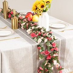 2Pcs 16.4Ft Flower Garland Artificial Rose Vines for Bedroom, Cute 2 Pcs Pink