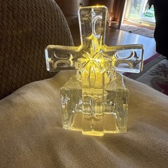 Clear Glass Cross Votive Tea Light Candle Holder With Candle