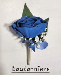 Dusty Blue Ivory Rose Calla Lily Sola Wood Bridal Wedding Bouquet Accessories