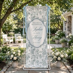 Personalized Wedding Welcom Sign, Linen Fabric Banner, Engagement Table Runner