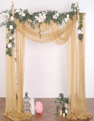 2 Panels 18Ft Sheer Wedding Arch Drapes, Slightly Shimmery Draping Fabric for…