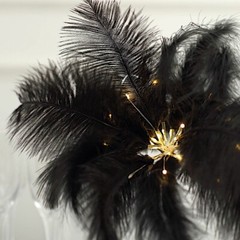 15″ Ostrich Feather LED TABLE LAMP Centerpiece Battery Operated Desk Light Party