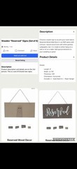 Set of 6 Wood «Reserved» Signs Brown/White 11 7/8 in x 6
