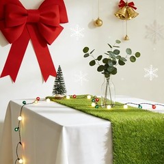 Artificial Grass Table Runners Debris-Free Fake Grass Shed-Free 14*108 Inches
