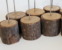 Rustic Wood & Metal Placecard/Memo Clip Holders, Set Of 20-6″ Tall EUC