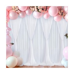 White Backdrop Curtains 10 Panels, 10 Feet Wrinkle-Free Polyester Photography…