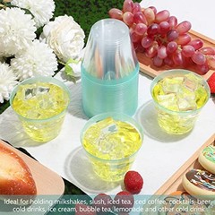 100 Pcs 9oz Rimmed Plastic Cups for Weddings & Cocktails – Heavy Light Green