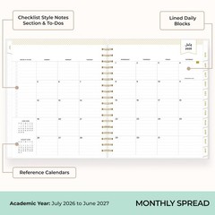 Blue Sky Day Designer 2026-2027 Daily and Monthly Academic Year Planner Calen…