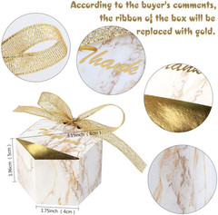 50pcs Marble Wedding Party Favor Boxes, Gold Candy Boxes Bags Hexagonal Chocolat