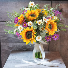 Artificial Sunflower Bouquet for Bridal Centerpieces Wedding Party Table Decor