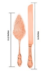Strova Rose Gold Wedding Cake Knife and Server Set | Vintage Bride Utensils