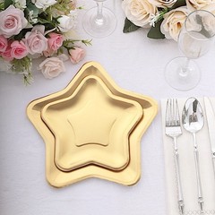 25 Matte Gold 9″ Star Shaped Paper Salad Dinner Plates Party Events Decorations