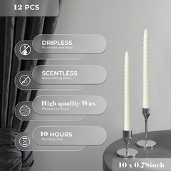 MAITREYA Olive Green Taper Candles Stick Spiral 10 inches, F-Olive green