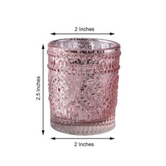 6 pcs 3″ Metallic Primrose Design Mercury Glass Votive Candle Holders Wedding