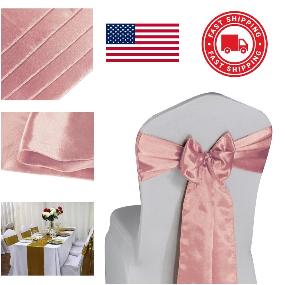 Durable Blush Pink Satin Chair Sashes 50 Count Ideal for Banquets and Parties