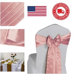 Durable Blush Pink Satin Chair Sashes 50 Count Ideal for Banquets and Parties