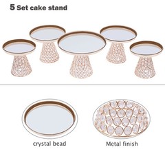 5-piece Crystal Cake Stand-french Gold Cake Stand For Wedding & Ceremony Bakery