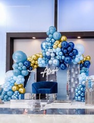 Navy Blue and Gold Balloons Garland Arch Kit, Father Day Balloon Navy Blue Gold
