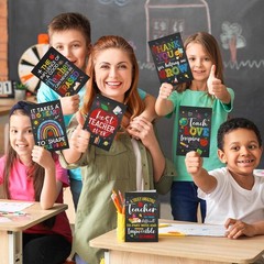 24 Pcs Thank You Cards for Teacher with Envelopes and Stickers Chalkboard App…