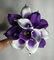Purple Silver Calla Lily Bridal Wedding Bouquet Accessories