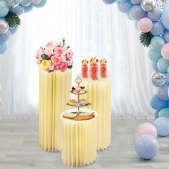 3-piece Foldable Paper Column Display Stands W/ Lights For Graduation/birthday