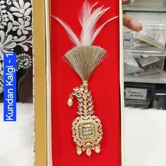 Gold plated kundan & Cubic zirconia studded kalangi,Kalgi Brooch,Pagadi Brooch