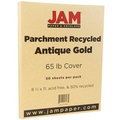 JAM PAPER Parchment 65lb Cardstock – 8.5 x 50 Sheets per Pack, Antique Gold