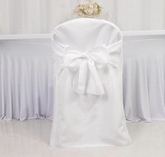 Uimoso 10PCS White Bow Folding Chair Cover for Birthday, Wedding Party, Dining