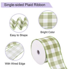 Plaid Check Ribbon, 2.5 Inch x 10 Yards Gingham Ribbon, Olive Green
